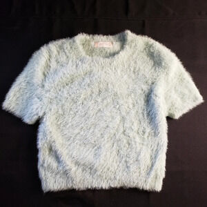 Altar’d State Furry Short‎ Sleeve Top Mint Blue XS